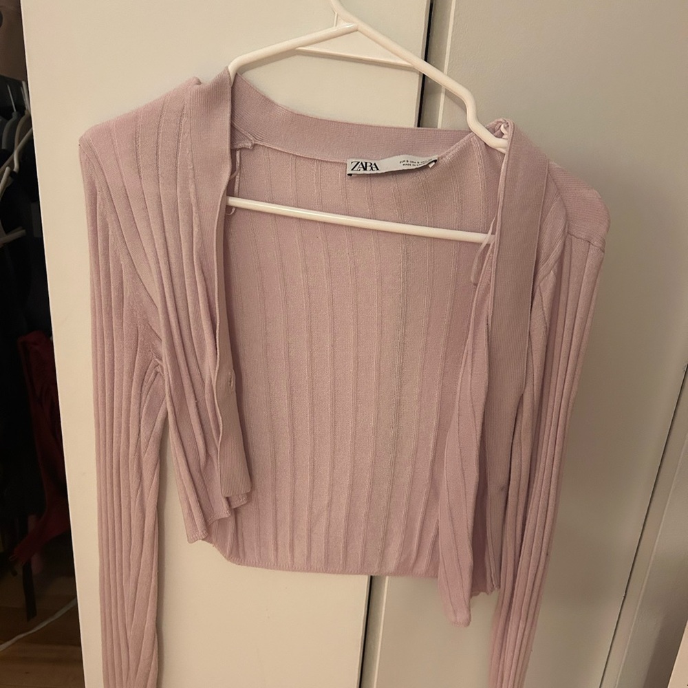 Zara Soft Pink Ribbed Sweater